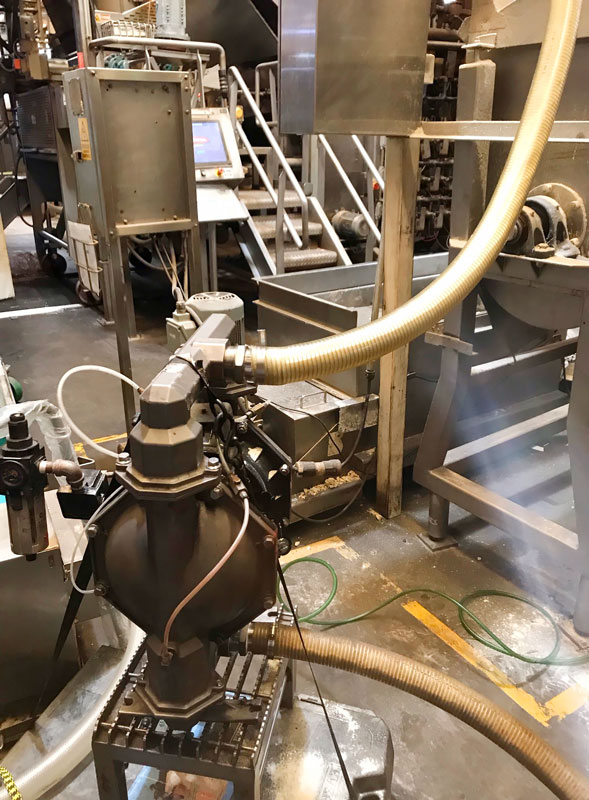 ARO dry powder transfer pump installation at large bakery company
